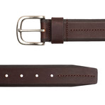Leather Center Stitch Belt // Brown (32" Waist)