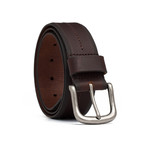 Leather Center Stitch Belt // Brown (32" Waist)