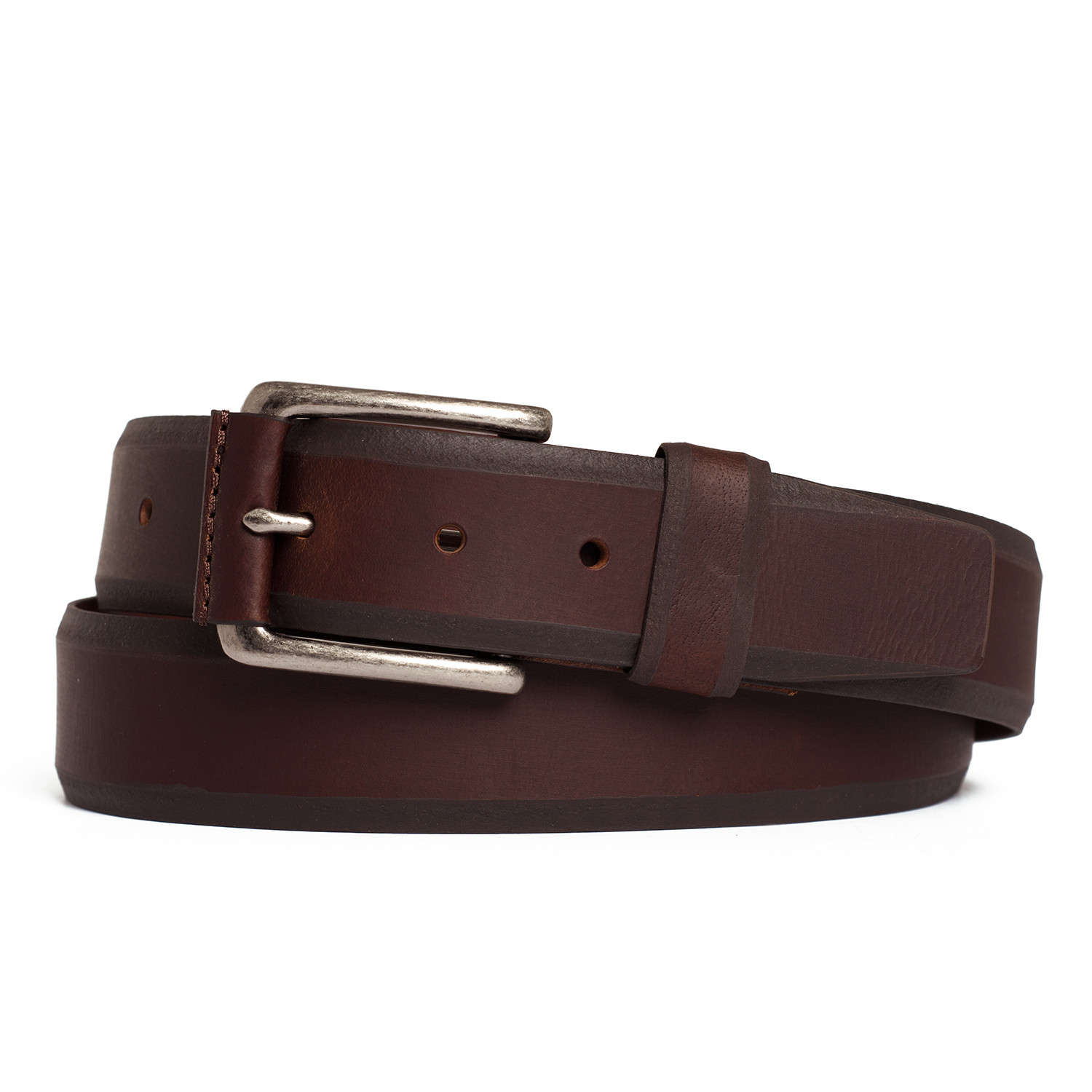 Leather Wrapped Buckle Belt // Brown (32
