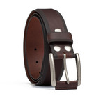 Leather Wrapped Buckle Belt // Brown (32" Waist)