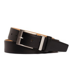 Leather Belt with Metal + Leather Keepers // Black (32" Waist)