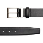 Leather Belt with Metal + Leather Keepers // Black (32" Waist)