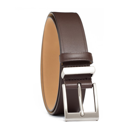 Leather Belt with Metal + Leather Keepers // Brown (32" Waist)