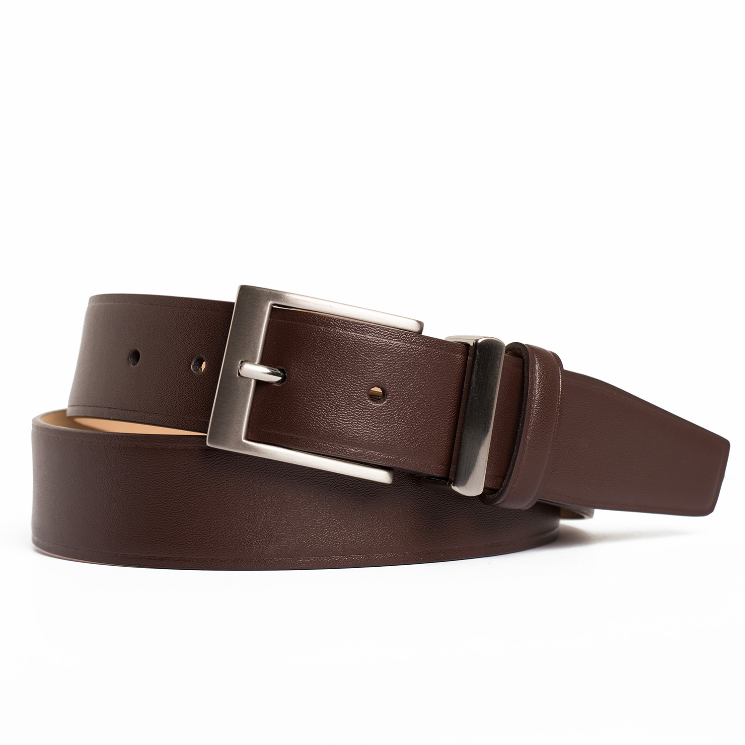 Leather Belt with Metal + Leather Keepers // Brown (32