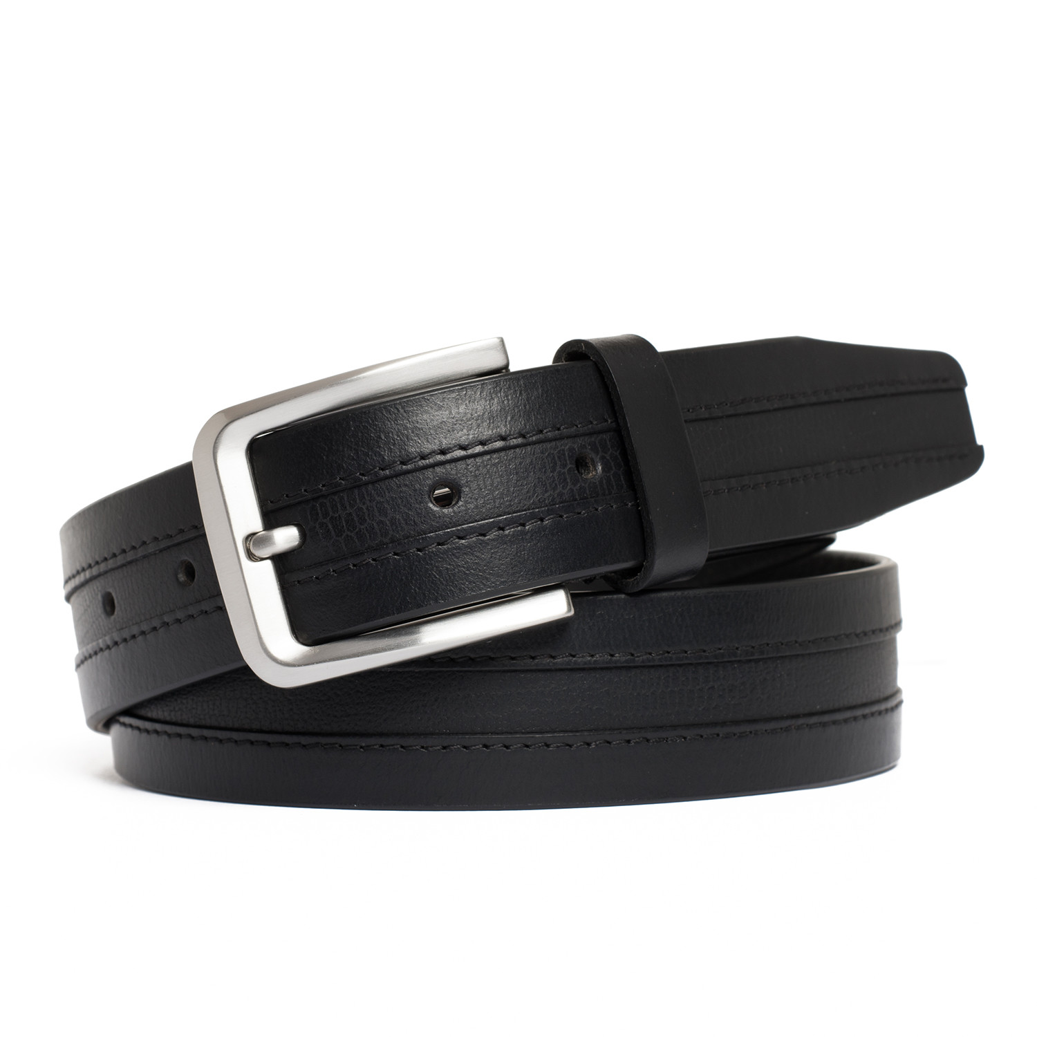 Genuine Leather + Embossed Lizard Inlay Belt // Black (32