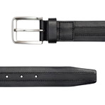 Genuine Leather + Embossed Lizard Inlay Belt // Black (32" Waist)