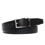 Reversible Leather Double Stitch Lizard Embossed Belt // Black (32" Waist)