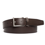 Reversible Leather Double Stitch Lizard Embossed Belt // Brown (32" Waist)