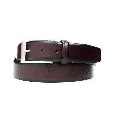 Burnished Genuine Leather Belt // Bordeaux (32" Waist)