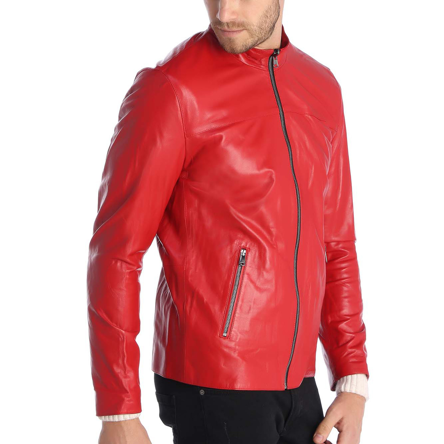 Lincoln Leather Jacket // Red (L) CLEARANCE Outerwear Touch of Modern