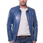 August Leather Jacket // Blue (L)