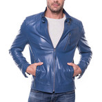 August Leather Jacket // Blue (S)