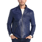 Geoffrey Leather Jacket // Blue (S)