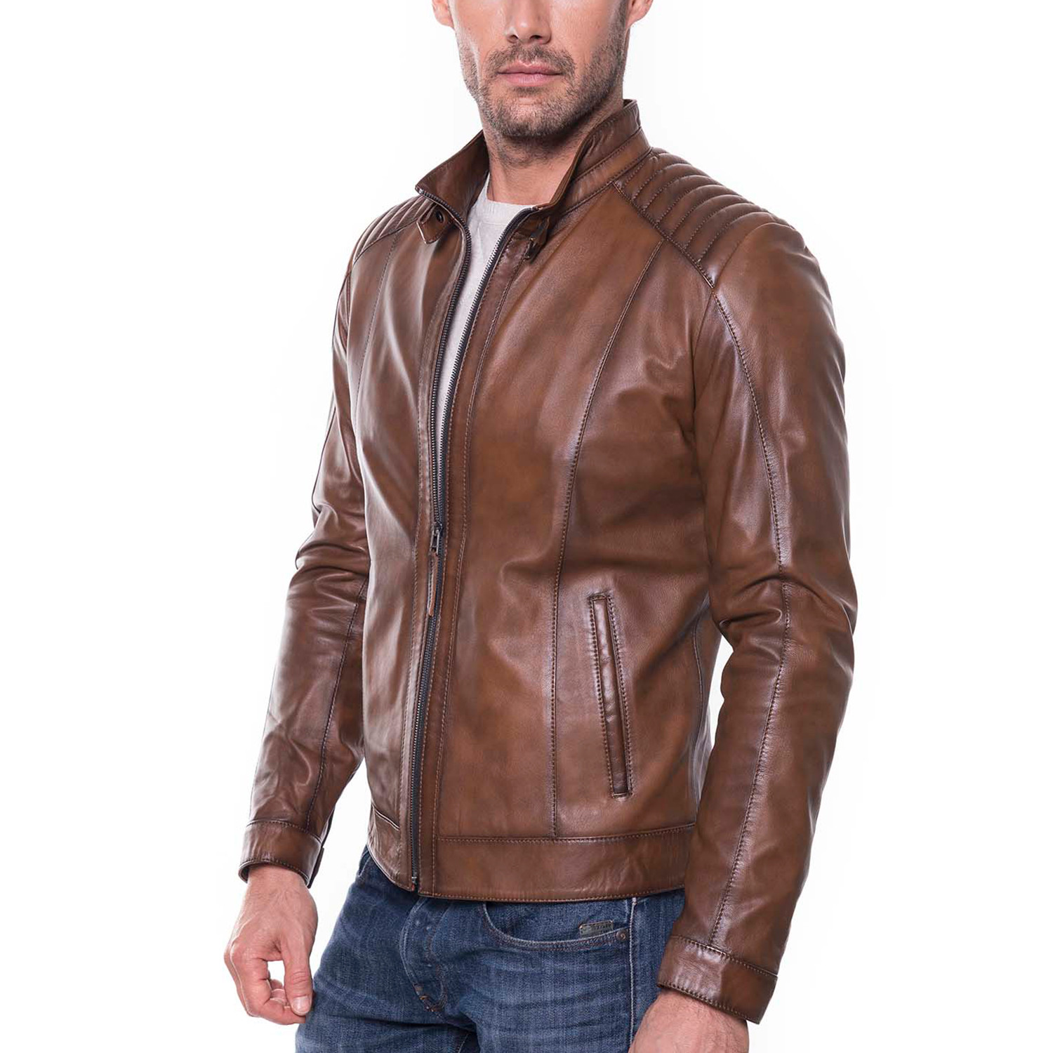 Mikel Leather Jacket // Cognac (2XL) - Apparel Clearance - Touch of Modern