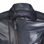 Peter Leather Jacket // Navy (M)