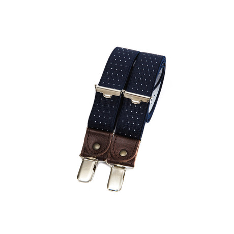 Skinny Clip-On + Leather Details // Navy + White Polka-Dots