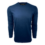 Healther Suede Long Sleeve Crew Neck // Navy (L)