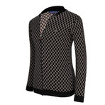 Zippered Pattern Jersey Sweater // Black + Tan (S)