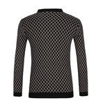 Zippered Pattern Jersey Sweater // Black + Tan (3XL)
