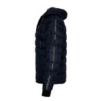 Puff Zipper Winter Coat with Hood // Navy (XL)
