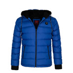 Puff Zipper Winter Coat with Hood // Saxe (3XL)