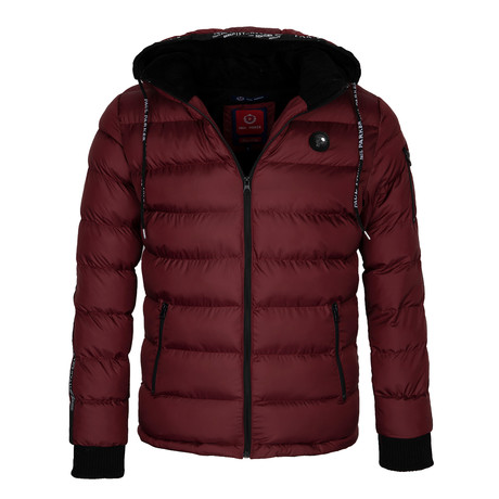 Puff Winter Coat with Hood Zipper // Bordeaux (S)