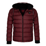 Puff Winter Coat with Hood Zipper // Bordeaux (L)