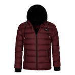 Puff Winter Coat with Hood Zipper // Bordeaux (L)
