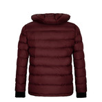 Puff Winter Coat with Hood Zipper // Bordeaux (L)