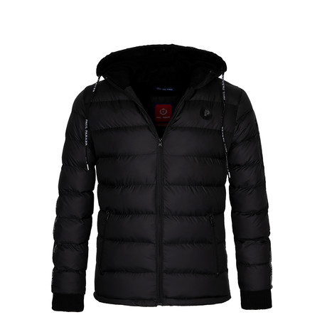 Puff Zipper Winter Coat with Hood Zipper // Black (S)