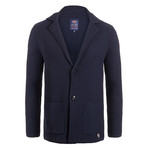 Two Button Up Jersey Cardigan // Navy (M)