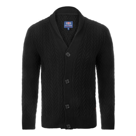 Button Up Jersey Cardigan // Black (XL)