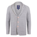 Button-Up Cardigan with Pockets // Gray Melange (XL)