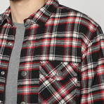 Padded Check Shirt // Red + Black + White (L)