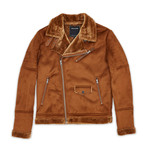 Coalition Suede Shearling Moto // Brown (L)