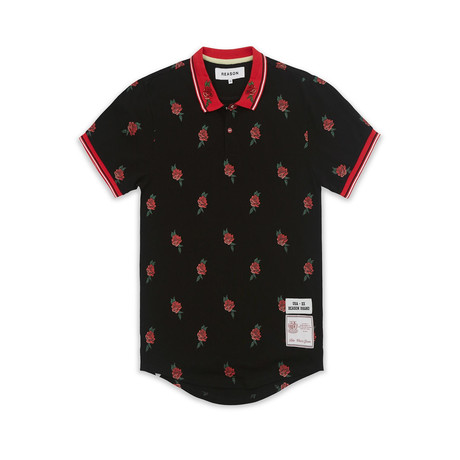 All-Over Roses Polo // Black (S)
