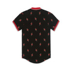 All-Over Roses Polo // Black (2XL)