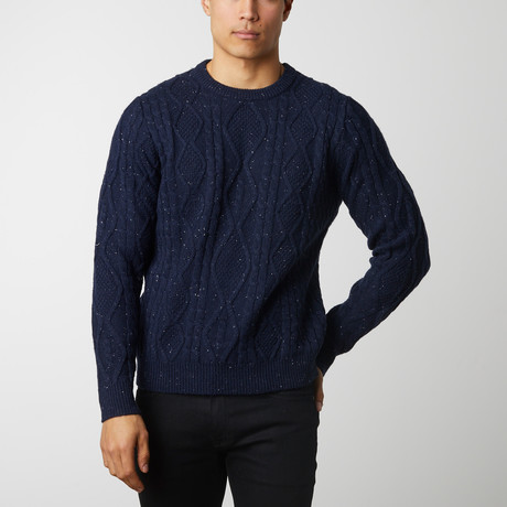 Chunky Cableknit Sweater // Navy (S)
