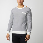 Textured Stripe Sweater // Navy Stripe (XL)
