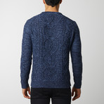 Marled Yarn Cable Sweater // Navy (S)