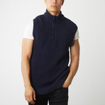 Half Button Vest // Navy (M)