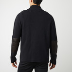 Leather Elbow Patch + Zipper Sweater // Black (XS)