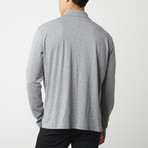 100% Pima Cotton Long Sleeve Button Polo // Light Gray (M)