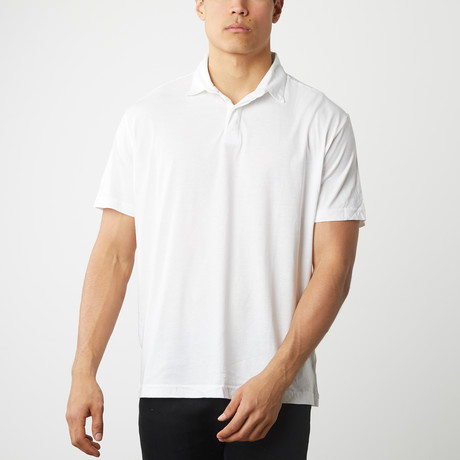 100% Pima Cotton Polo + Button Cover // White (XS)