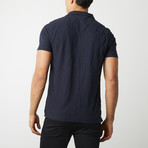 100% Pima Cotton 3-Button Flame Polo // Navy (S)