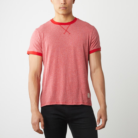 100% Pima Cotton T-Shirt Double Tone // Red (XS)