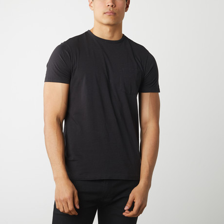 100% Pima Cotton T-Shirt Crew Neck + Pocket // Black (XS)
