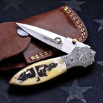 Scrimshaw Folding Knife // Deer Scene