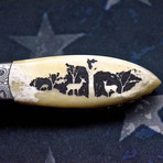 Scrimshaw Folding Knife // Deer Scene