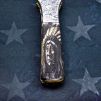 Scrimshaw Folding Knife // Indian Chief